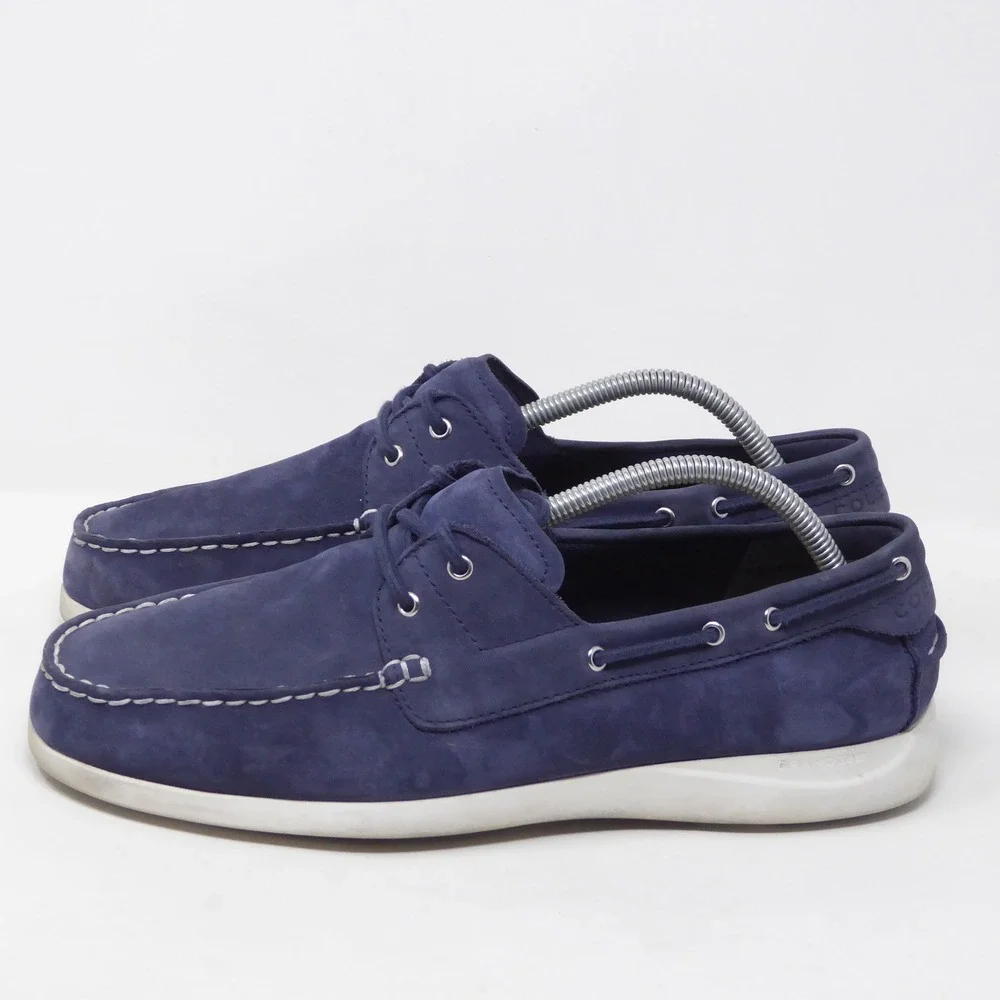 Cole Haan Mens Grand Atlantic Boat Shoes Blue Suede C36080 Size 9.5 M